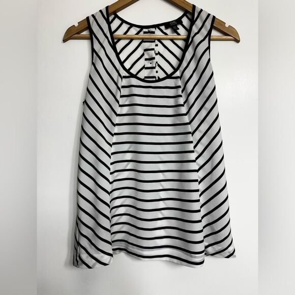 Chic Paris by Jacob Striped Sleeveless Blouse Black White Petite Small - Picture 6 of 11